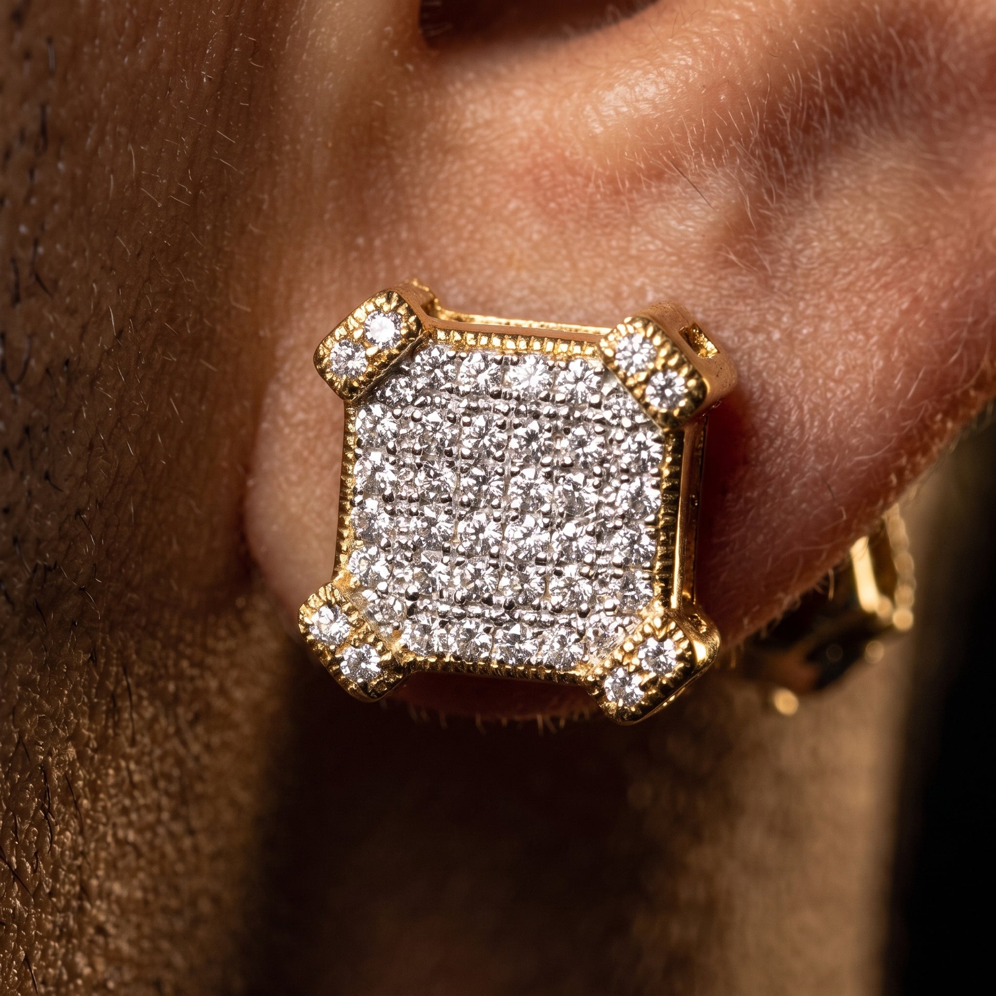 10mm Square Cut Pave Earrings - Different Drips