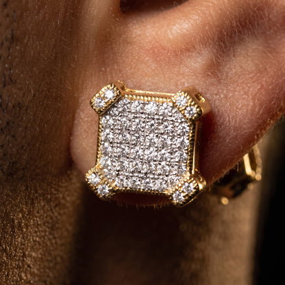 10mm Square Cut Pave Earrings - Different Drips
