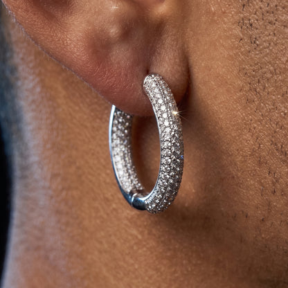 Iced Out White Gold Hoop Earrings - Different Drips