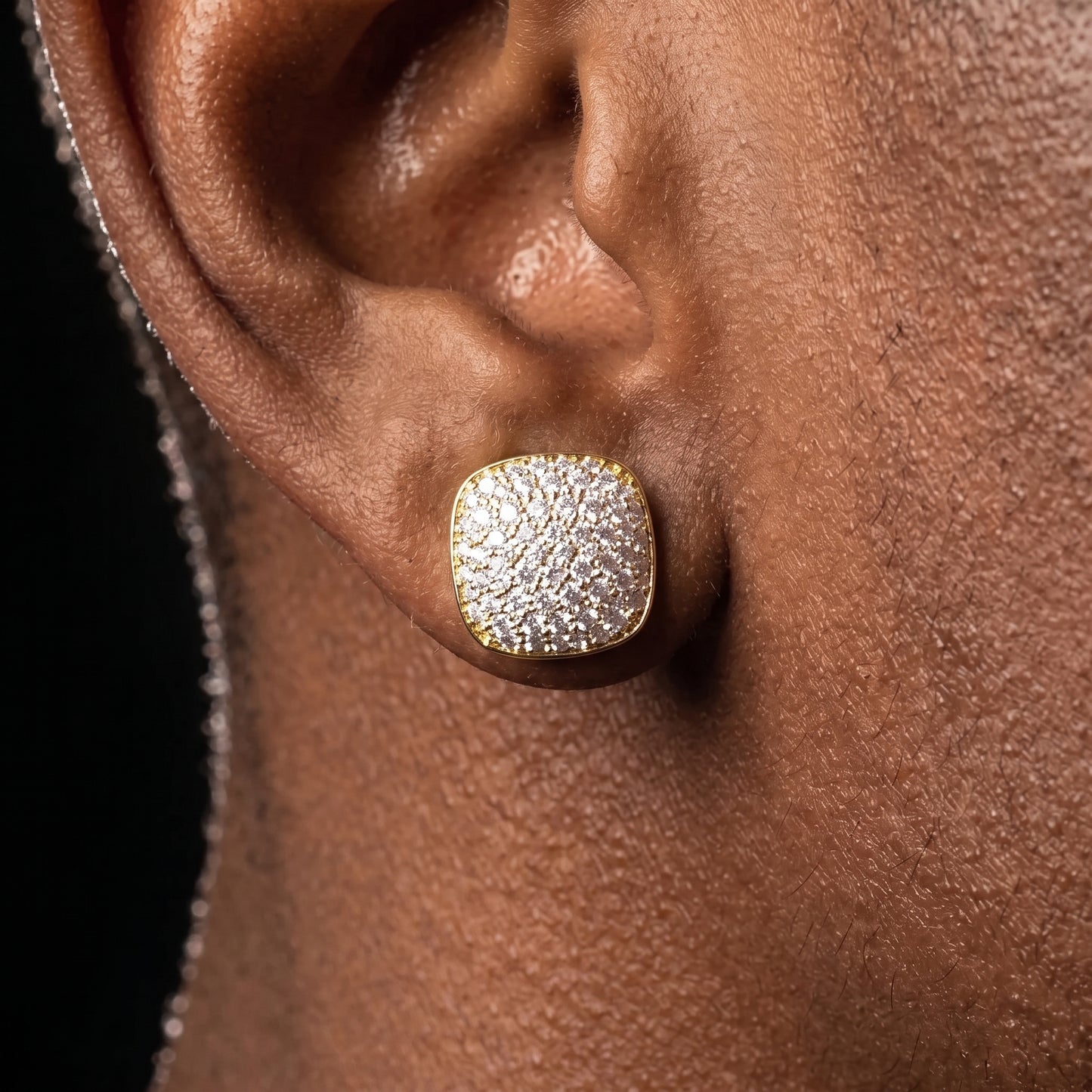 10mm Square Cut Pave Earrings - Different Drips