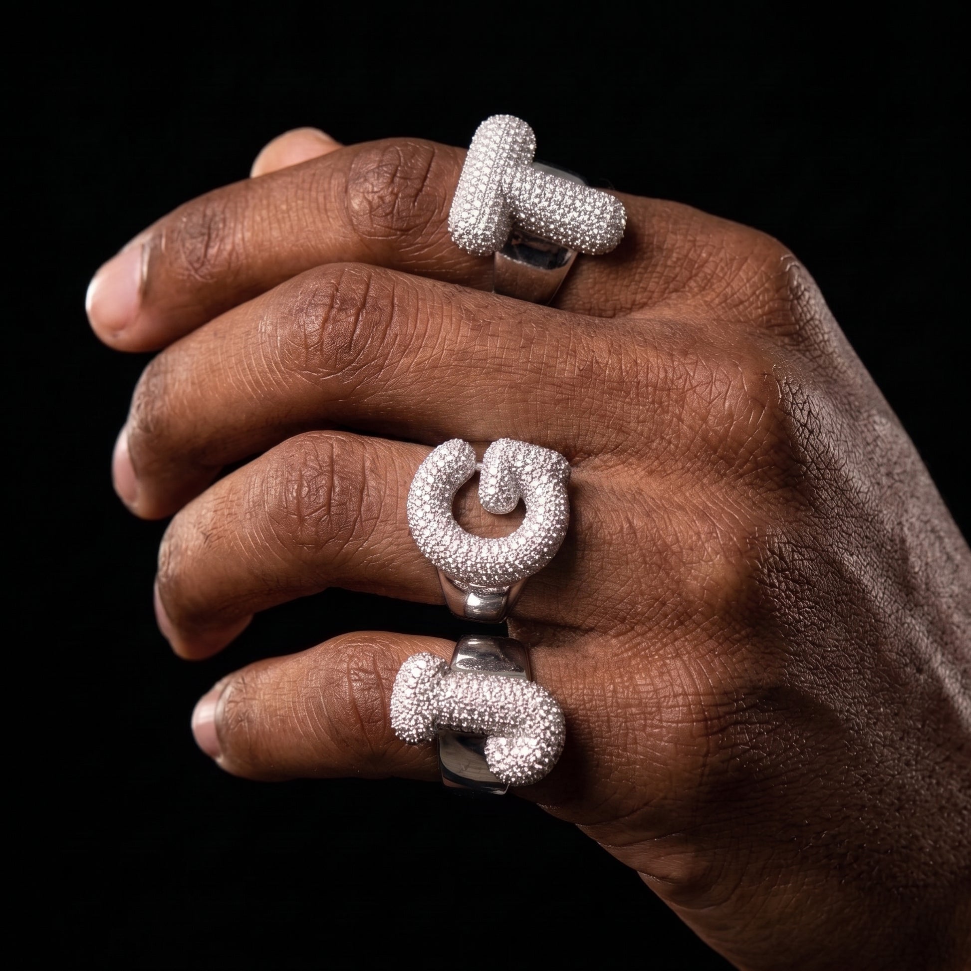 Bubble Font Custom Letter Ring - Different Drips