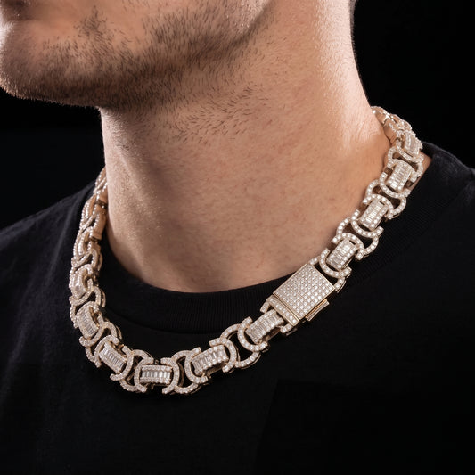 13mm Baguette Byzantine Chain - Different Drips