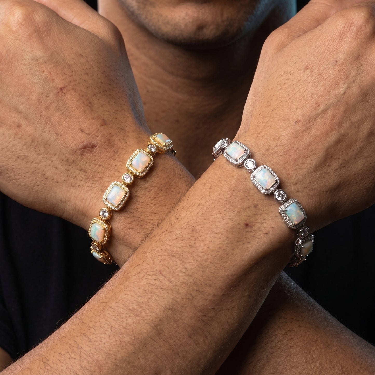 Iced White Opal Cluster Chain - Different Drips