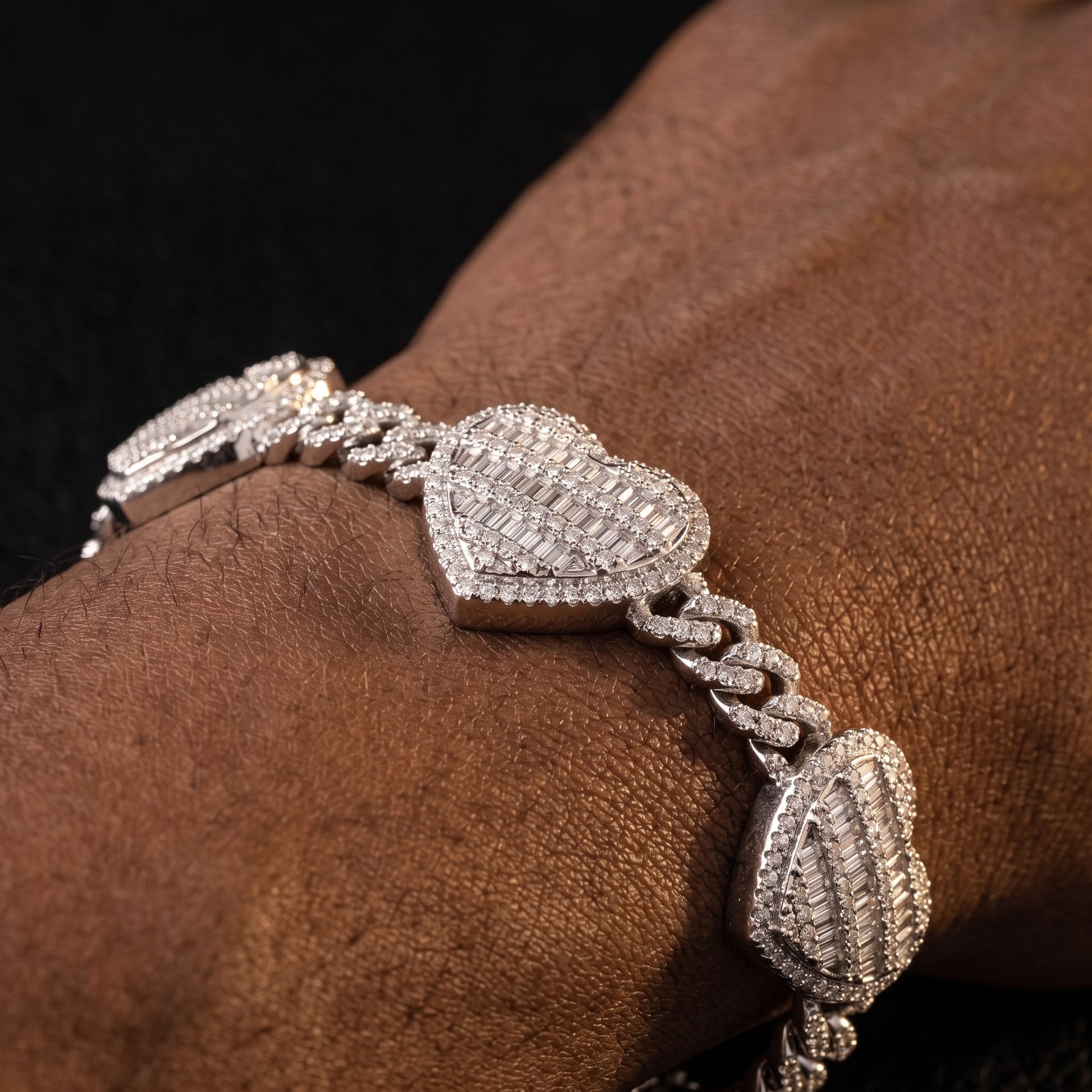 S925 Moissanite Heart Cuban Link Bracelet - Different Drips