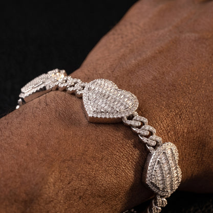 S925 Moissanite Heart Cuban Link Bracelet - Different Drips