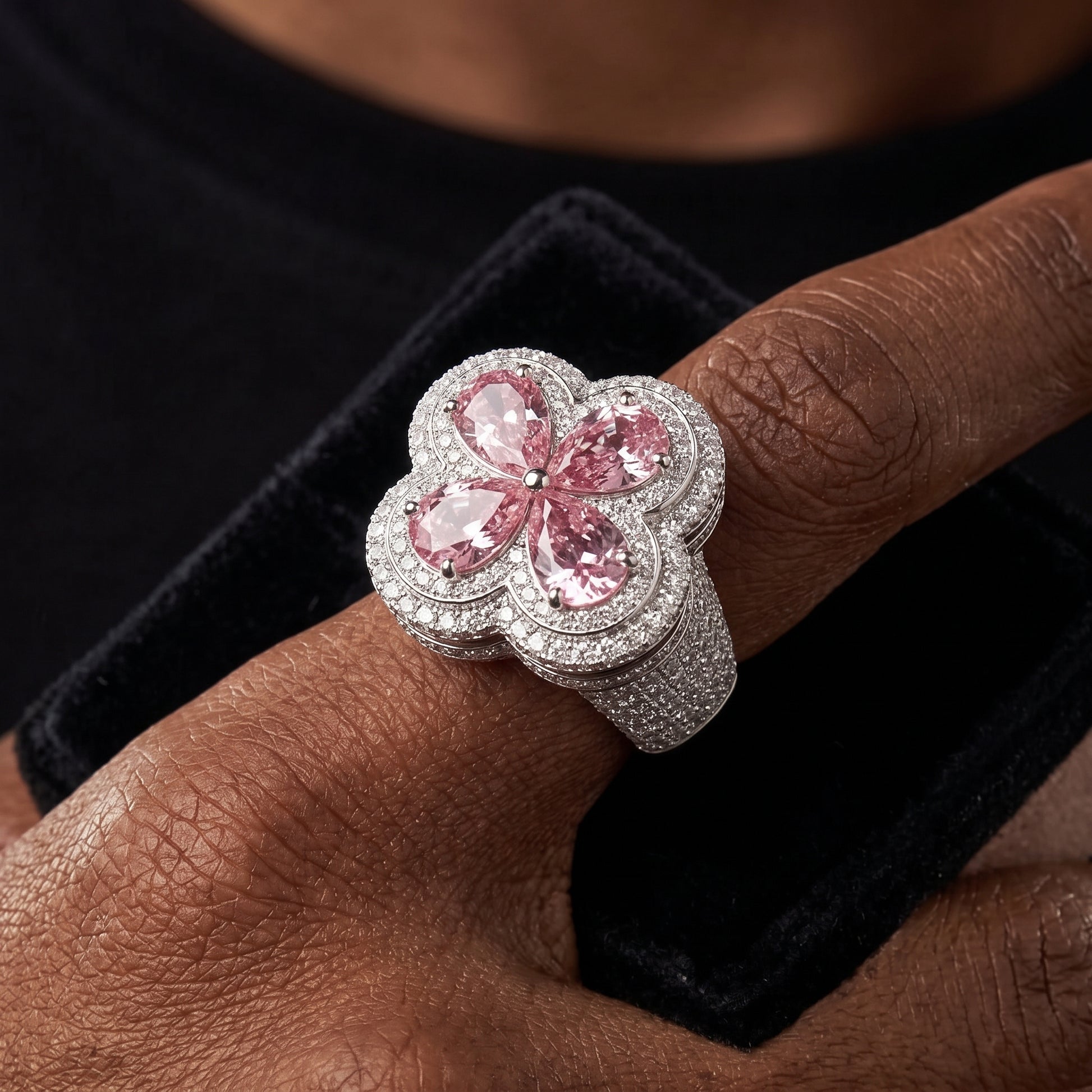 S925 Colored Moissanite Spades Signet Ring - Different Drips