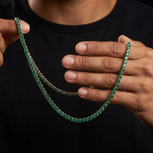 Iced Out Emerald Green Tennis Chain - Different Drips