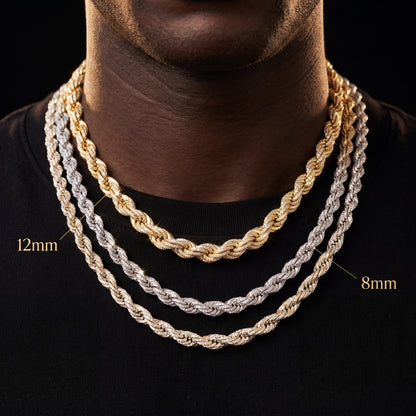 8-12mm S925 Moissanite Braided Rope Chain - Different Drips