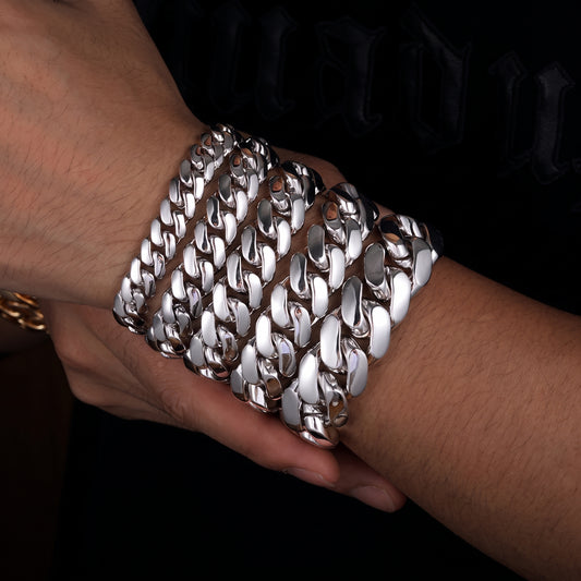 10-20mm 18K Gold Miami Cuban Bracelet w/ Iced Clasp