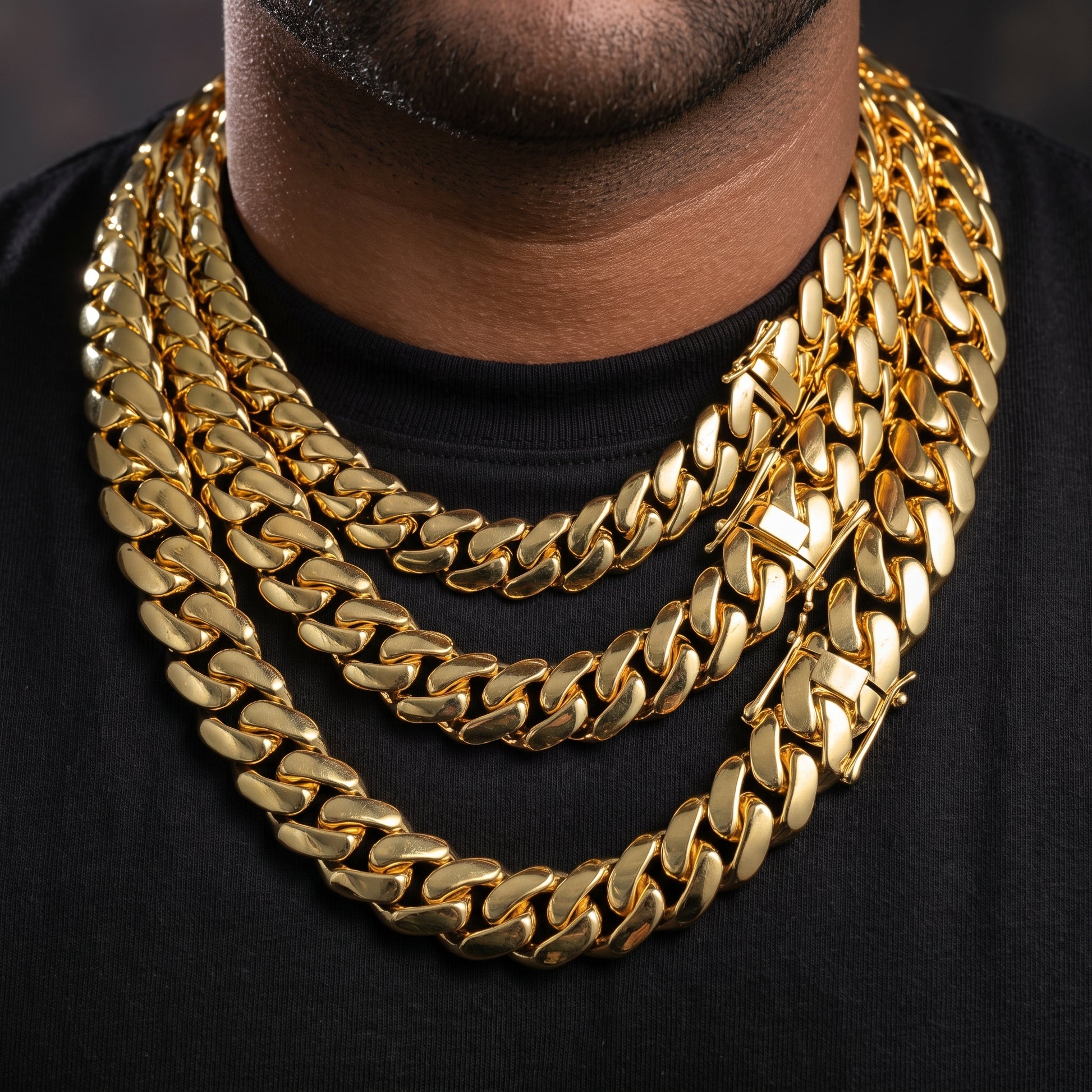 10-22mm Solid 18k Gold Plated Miami Cuban Link Chain - Different Drips