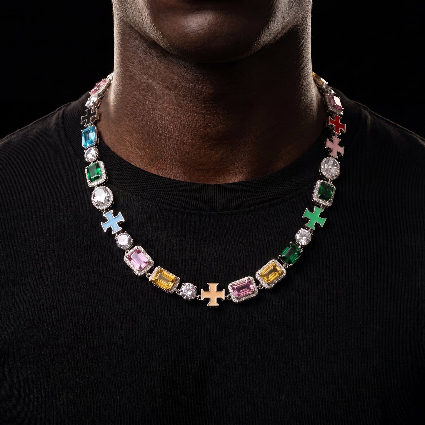 8mm S925 Luminous Enamel Cross Tennis Chain - Different Drips