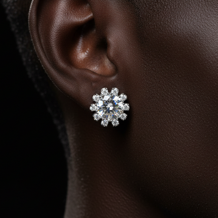 S925 Moissanite Snowburst Stud Earrings - Different Drips