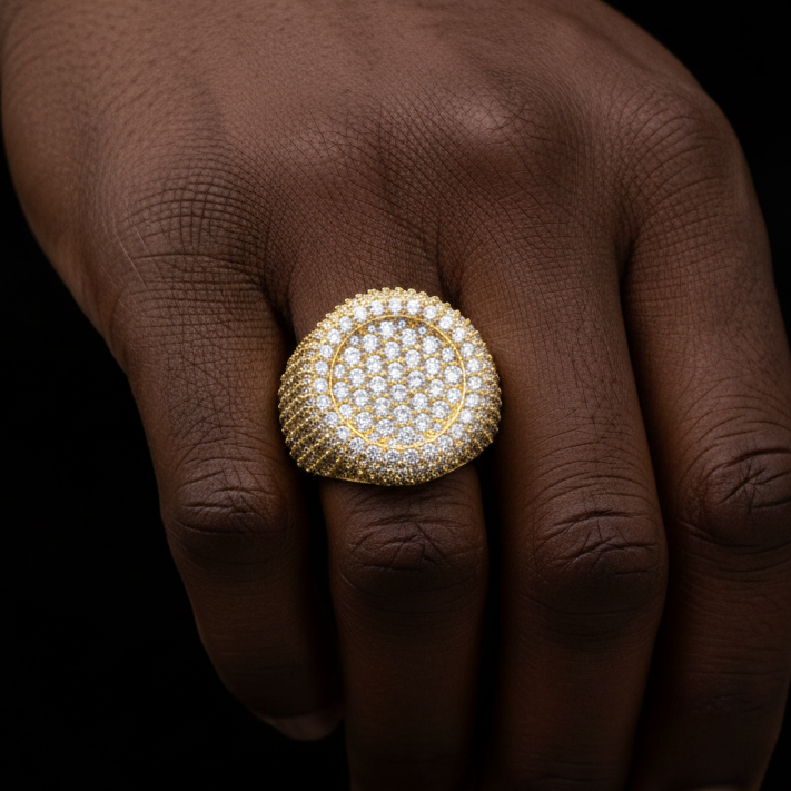 Iced Round Cluster Pavé Ring - Different Drips