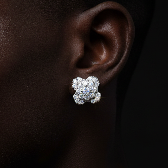 S925 Moissanite Snowburst Cluster Stud Earrings - Different Drips