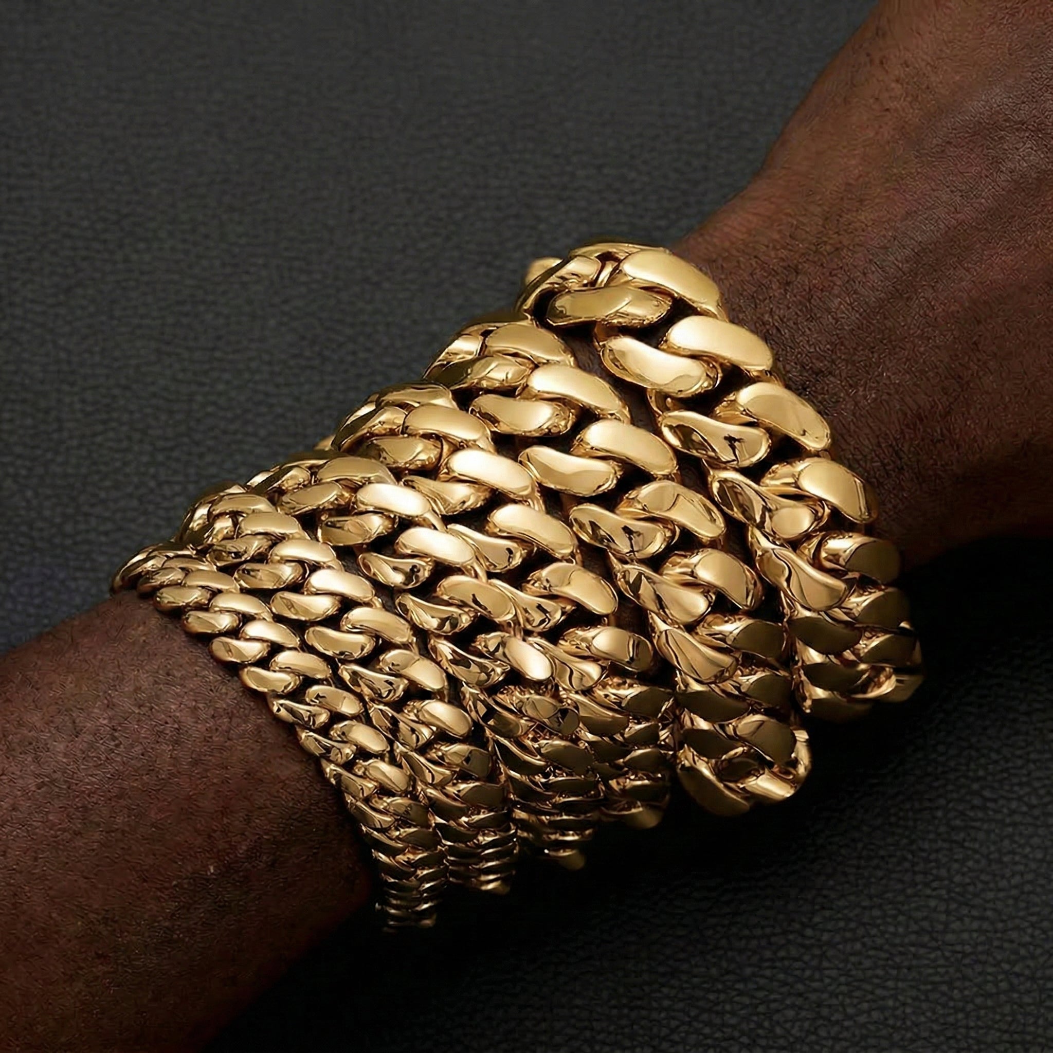 10-22mm Solid 18k Gold Plated Miami Cuban Link Bracelet