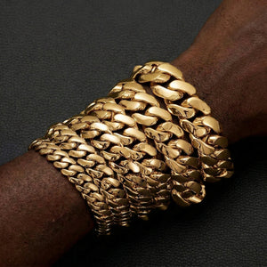 10-22mm Solid 18k Gold Plated Miami Cuban Link Bracelet - Different Drips