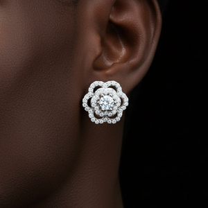 Floral Cluster Halo Stud Earrings - Different Drips