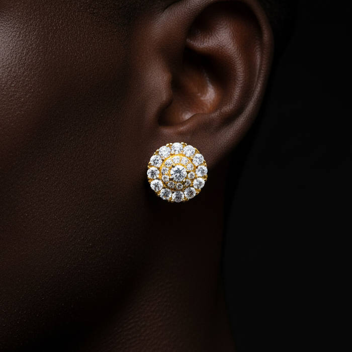 Moissanite Round Cluster Halo Stud Earrings - Different Drips