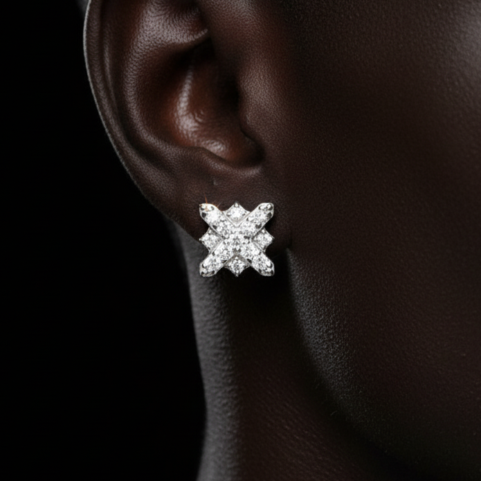 S925 Moissanite XO Cluster Stud Earrings - Different Drips