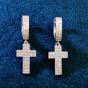 Diamond Pave Cross Dangle Earrings - Different Drips