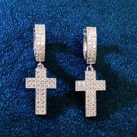 Thumbnail for Diamond Pave Cross Dangle Earrings - Different Drips