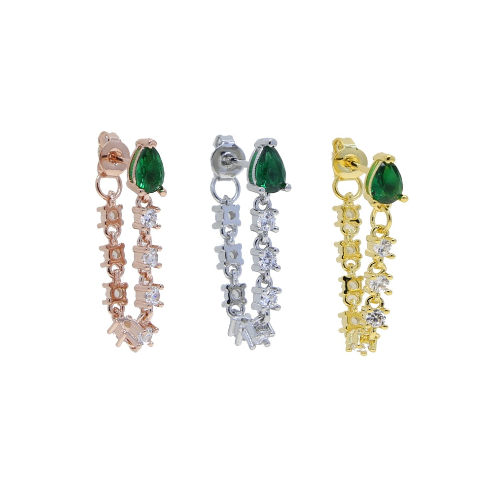 S925 Women's Emerald Tear Drop Earrings - Different Drips