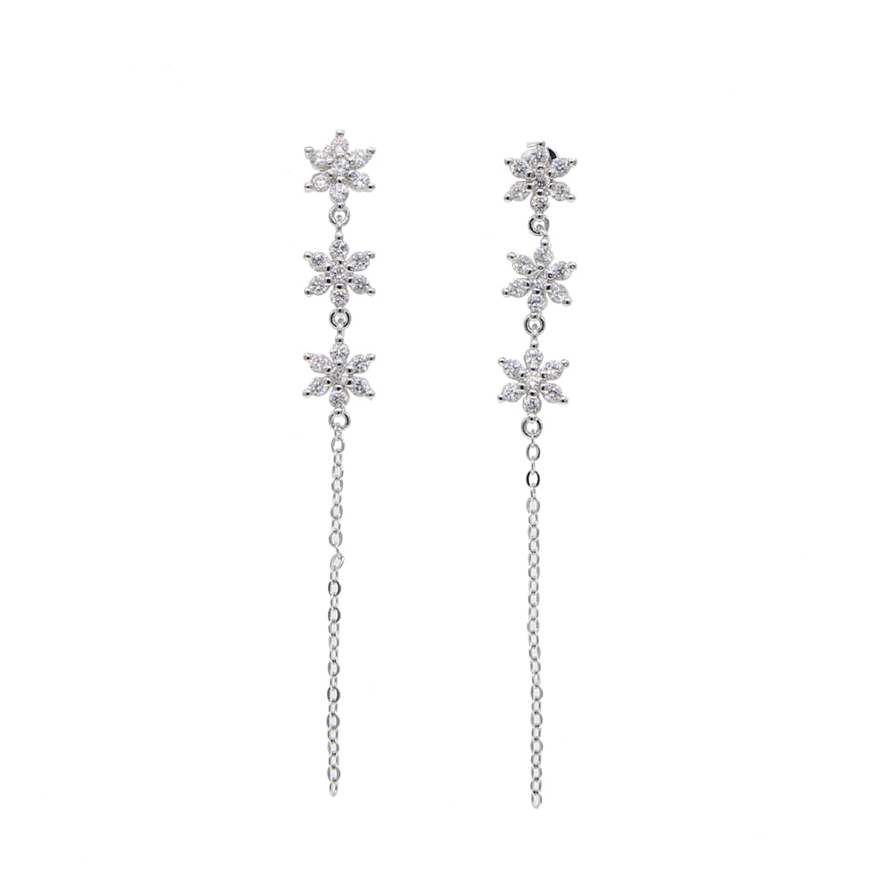 S925 Women's Triple Snowflake Drop Earrings - Different Drips