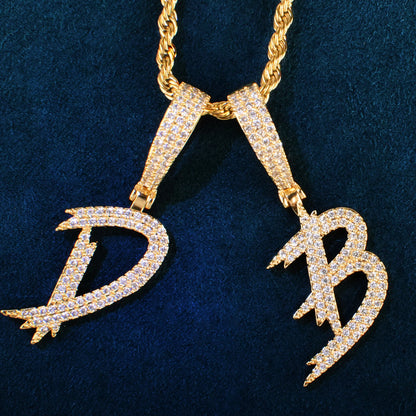 Brush Font Single Letter Pendant - Different Drips