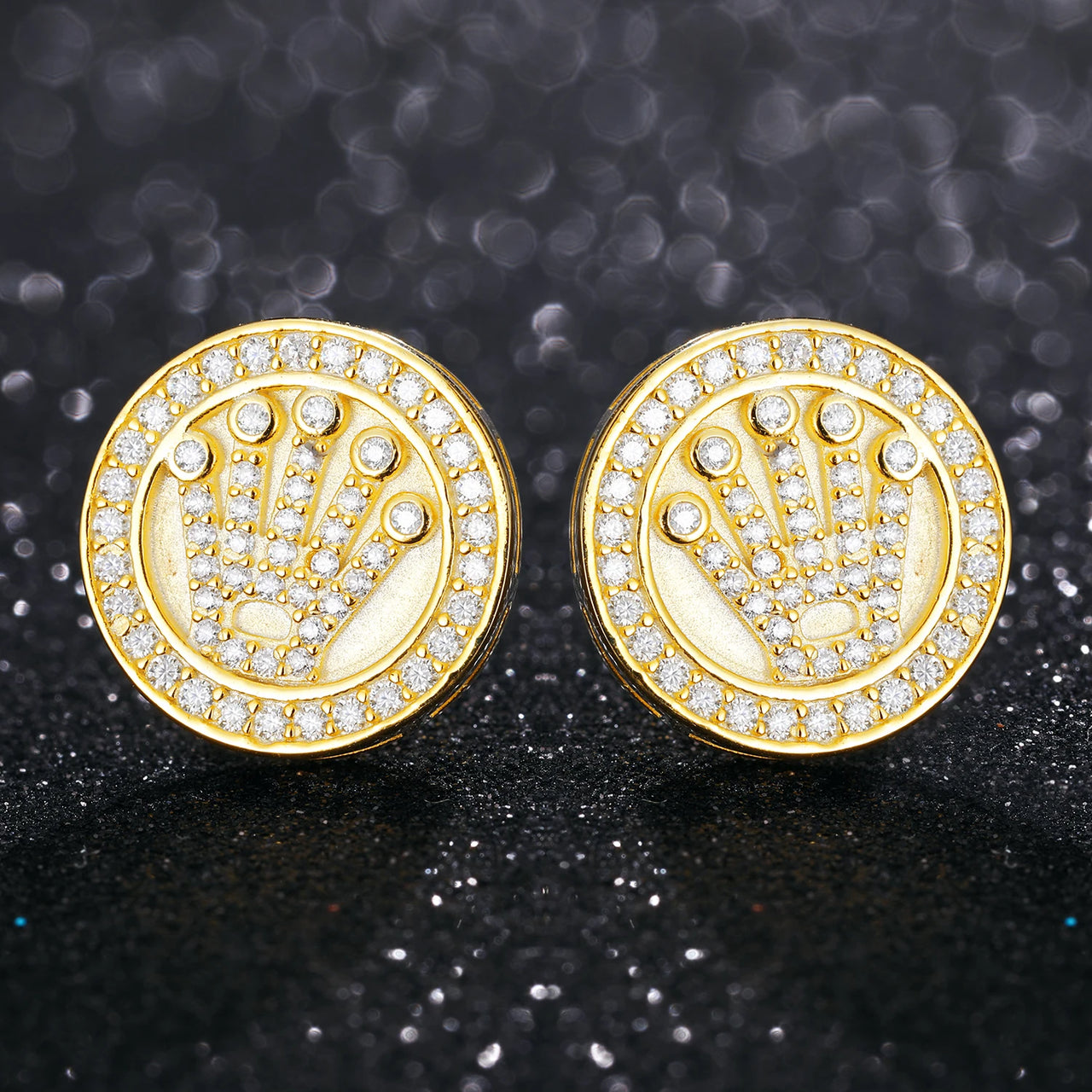 S925 Moissanite Crown Round Cut Stud Earrings - Different Drips