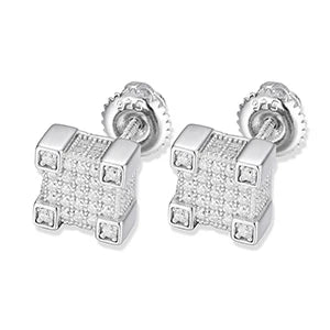 S925 Moissanite Square Paved Diamond Stud Earrings - Different Drips
