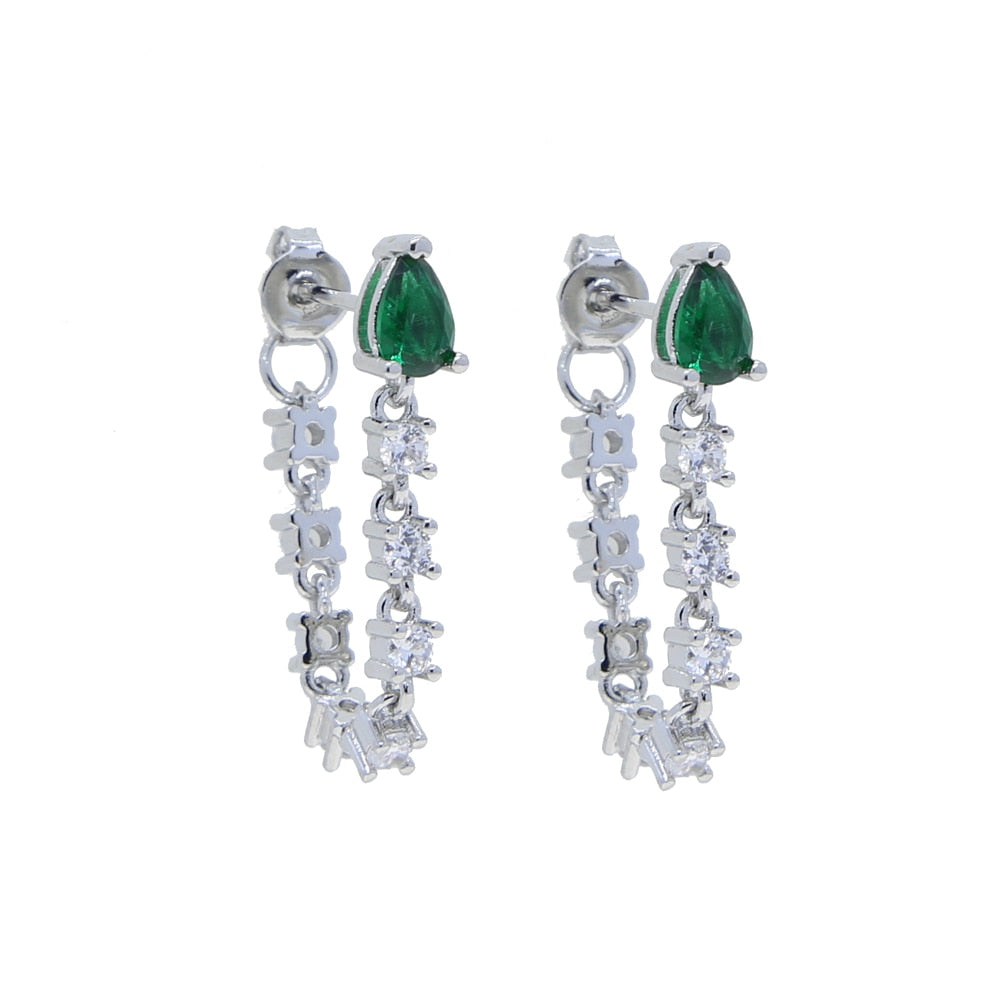 S925 Women's Emerald Tear Drop Earrings - Different Drips