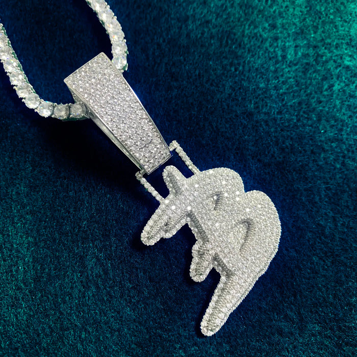 Bold Brush Font Single Letter Pendant - Different Drips