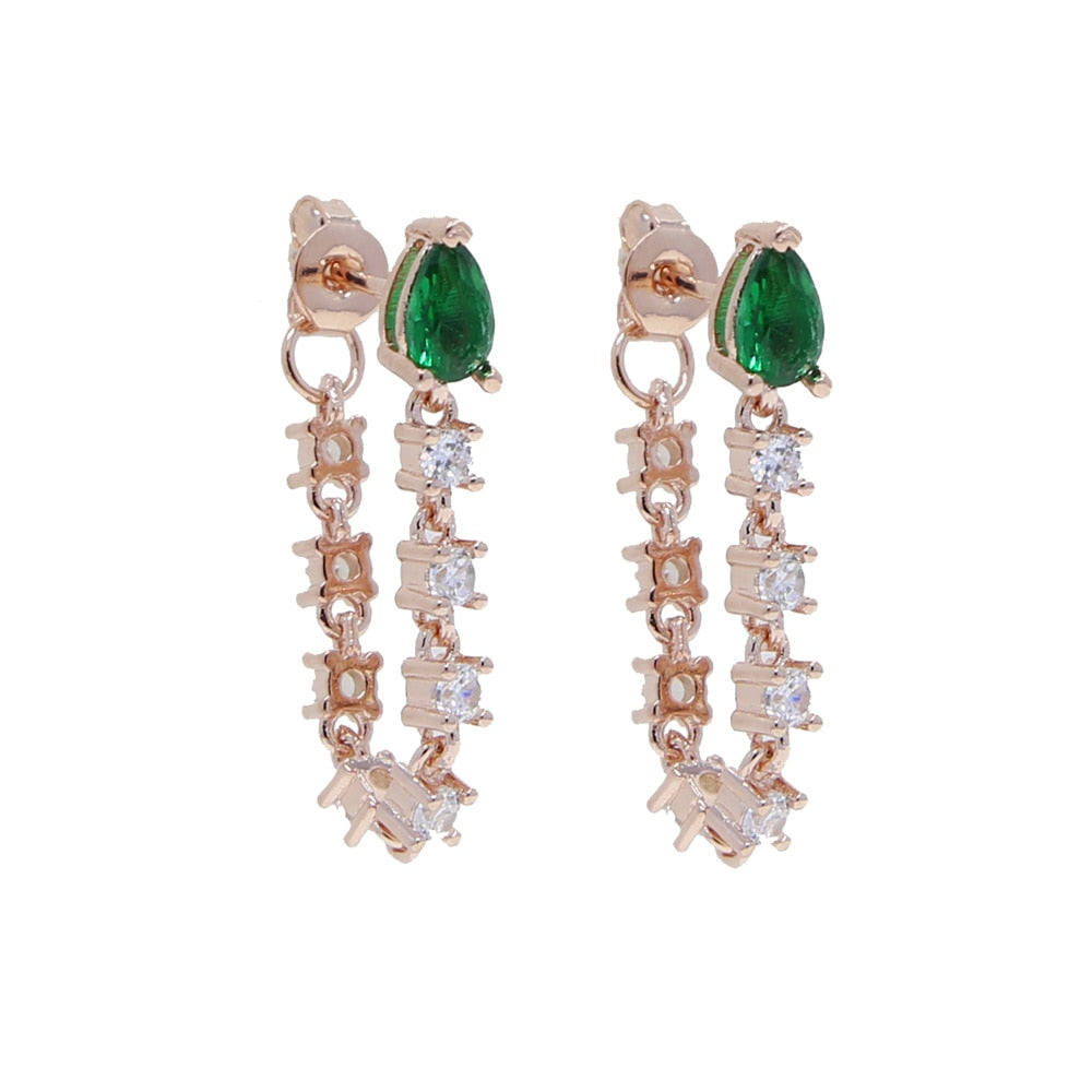 S925 Women's Emerald Tear Drop Earrings - Different Drips