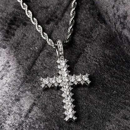 Cluster Round Stone Cross Pendant - Different Drips