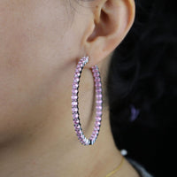 Thumbnail for S925 Women's Medium Eternity Hoop Earrings - Colored - Different Drips