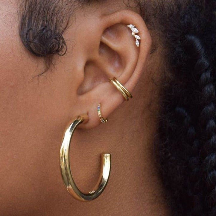 S925 Women's Solid Hoop Earrings - Different Drips