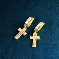 Thumbnail for Diamond Pave Cross Dangle Earrings - Different Drips