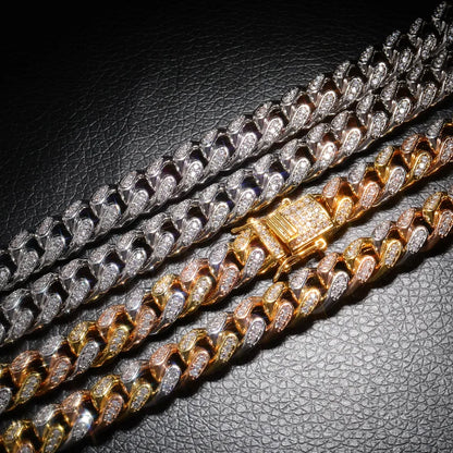 Iced Tri Tone Cuban Link Chain