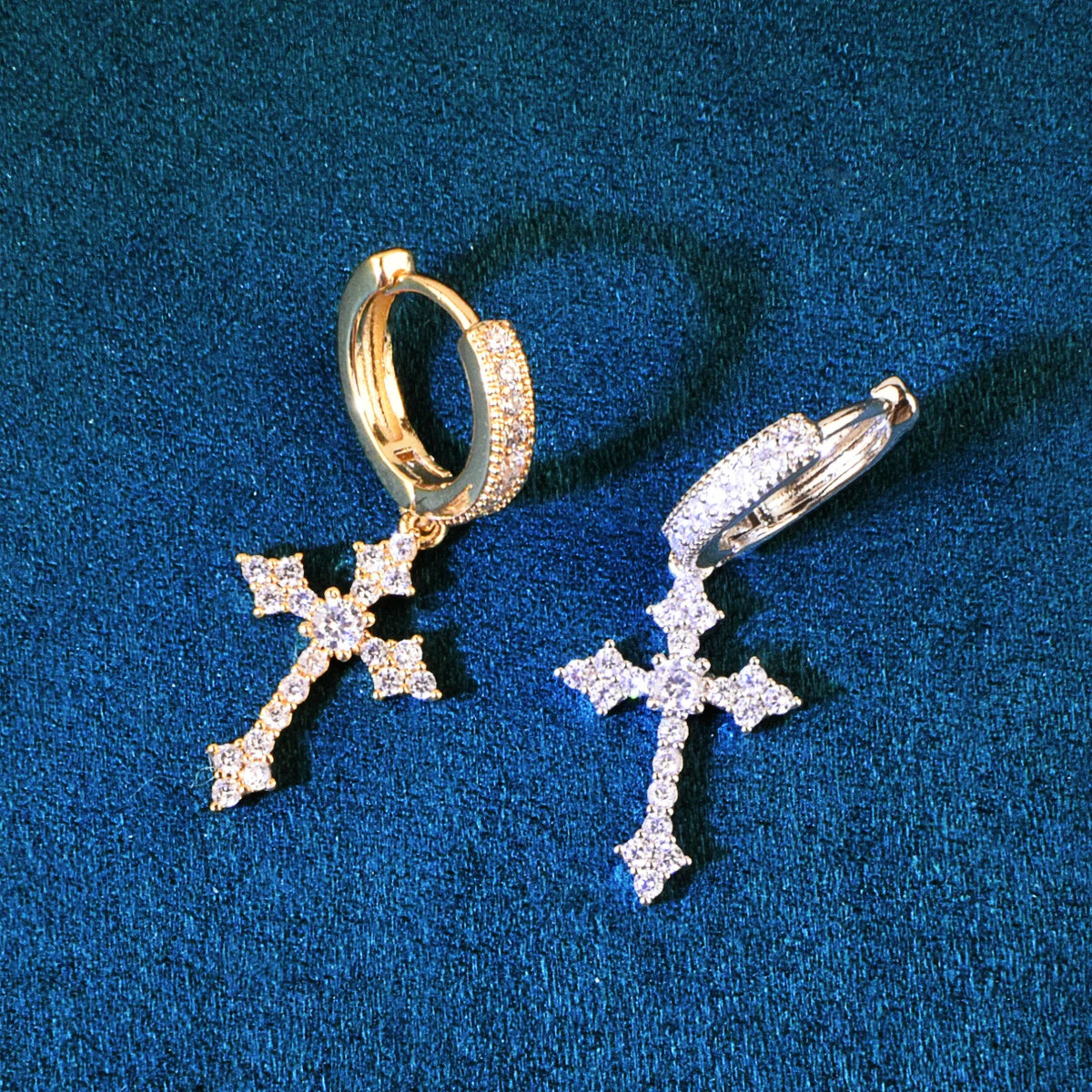 Dangle Differ Diamond Cross Dangle Earrings – Different Drips