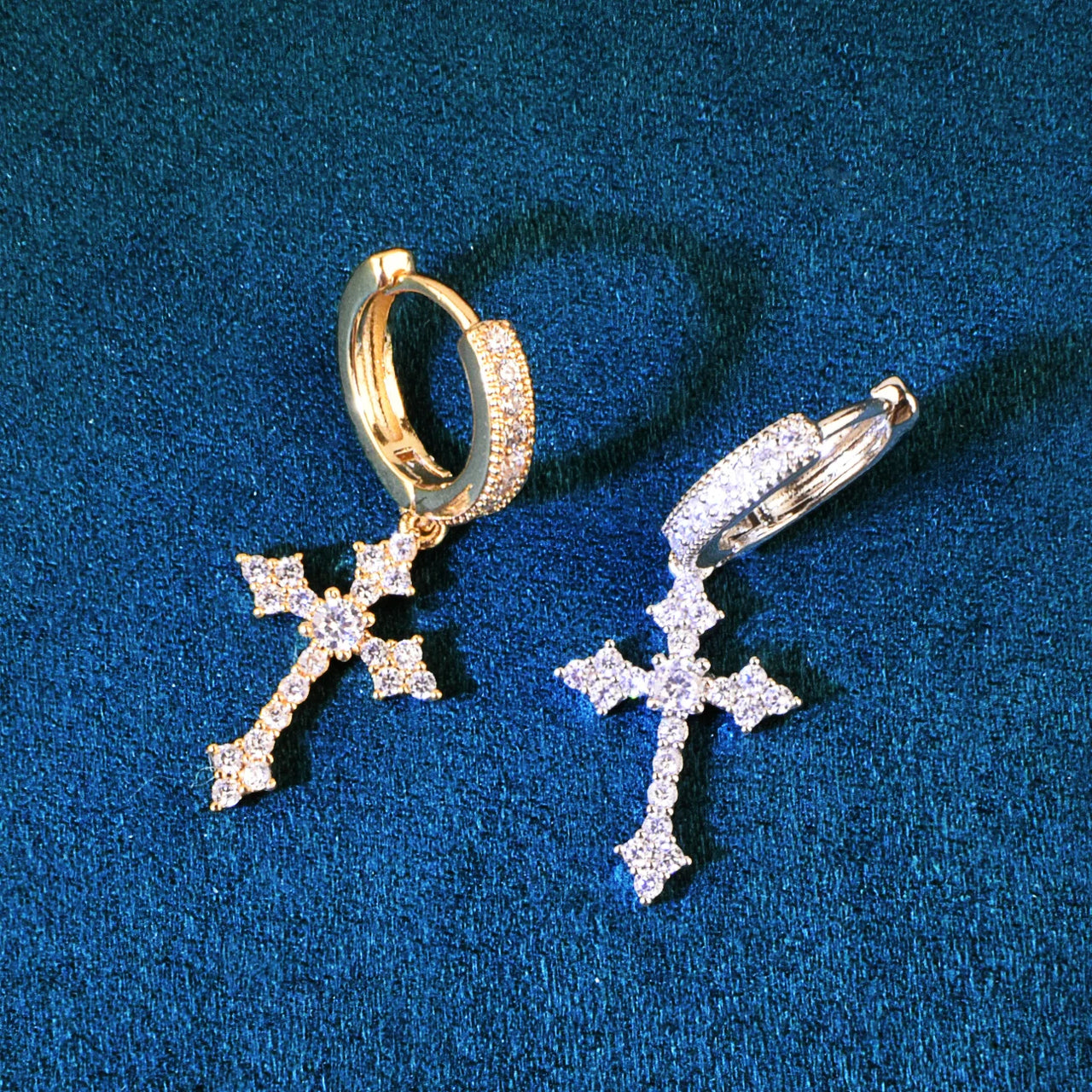 Diamond Cross Dangle Earrings - Different Drips