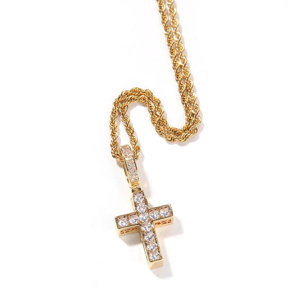 Iced Out Double Sided Emerald Cross Pendant - Different Drips