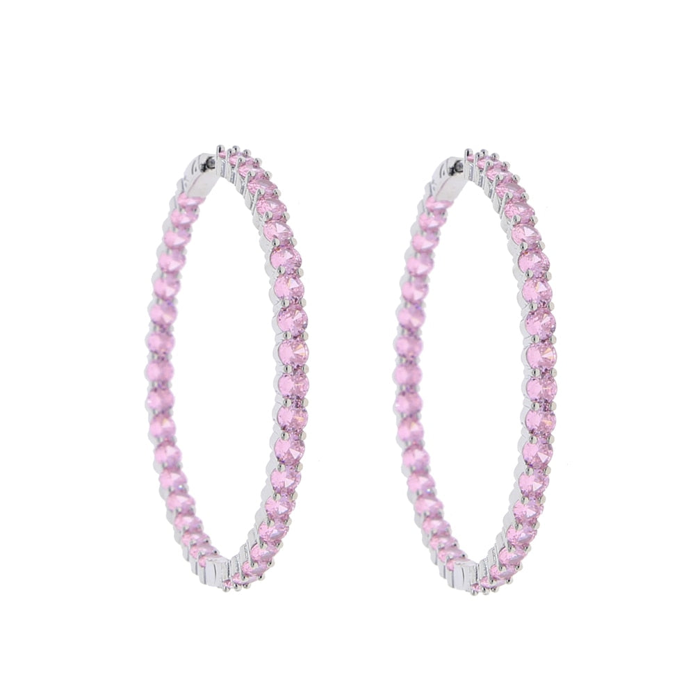 S925 Women's Medium Eternity Hoop Earrings - Colored - Different Drips