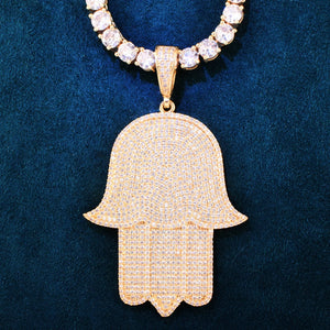 Iced Out Large Hasma Hand Pendant - Different Drips