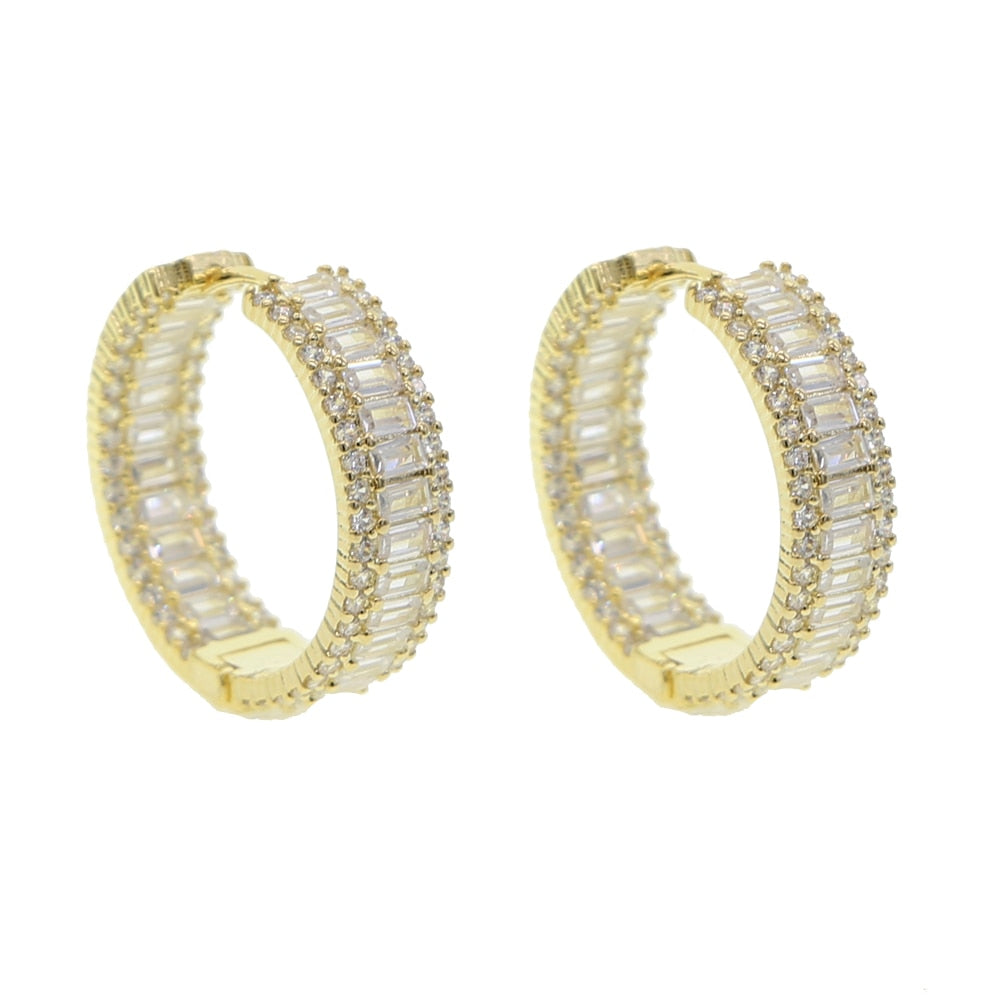 S925 Women's Medium Baguette Earrings - Different Drips