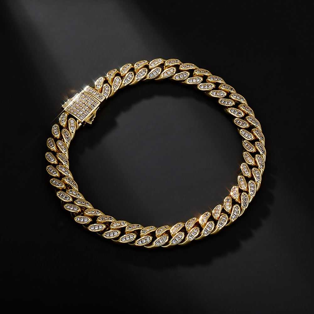 8mm Iced Miami Cuban Link Bracelet - Different Drips