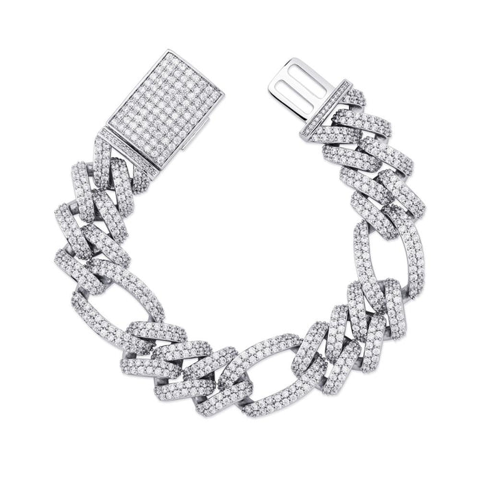 18mm Figaro Prong Cuban Link Bracelet - Different Drips