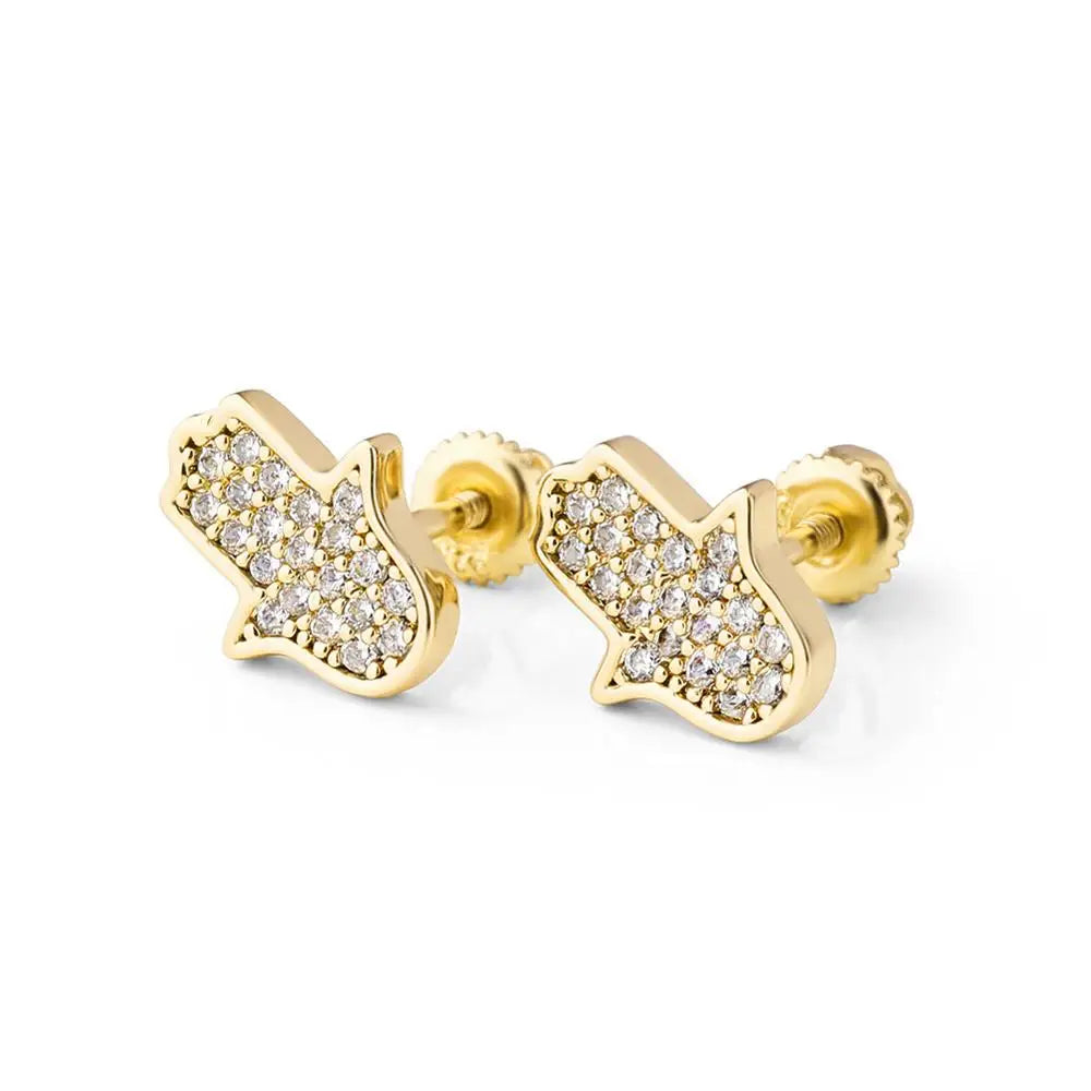 S925 Iced Hasma Hand Earrings - Different Drips