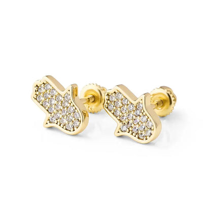 S925 Iced Hasma Hand Earrings - Different Drips
