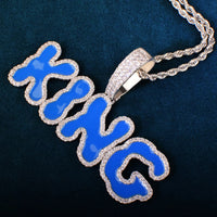 Thumbnail for Blue Enamel Wavy Custom Letter Pendant - Different Drips