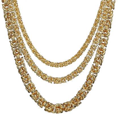 Solid 18k Gold Plated Byzantine Link Chain - Different Drips